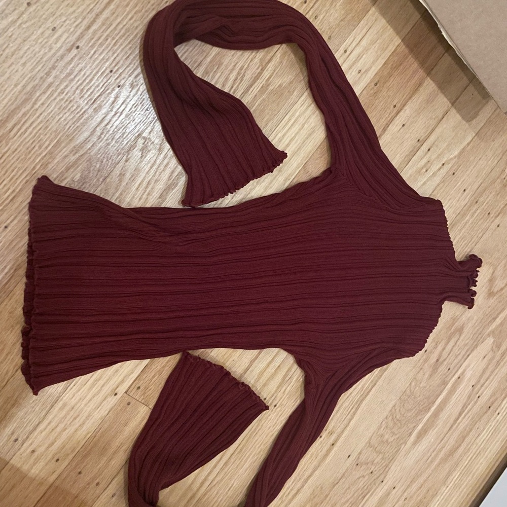 Burgundy Ribbed Knit Sweater